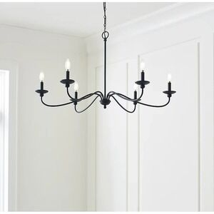 Allen Roth Providence 6-Light Round Chandelier 36.75" Black KMM9106AX-01